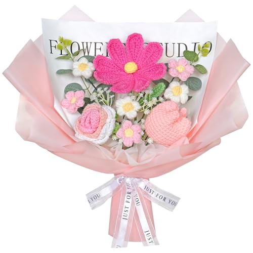 MEIVINES Fertig Gestrickter Gehäkelter Blumenstrauß Künstliche Blume Gestrickte Rose Tulpe Gänseblümchen Sträuße Handgefertigter Blumenstrauß für Muttertag,Jubiläen, Abschlussfeiern,Vase (Rosa) MEIVINES Fertig Gestrickter Gehäkelter Blumenstrauß Künstliche Blume Gestrickte Rose Tulpe Gänseblümchen Sträuße Handgefertigter Blumenstrauß für Muttertag,Jubiläen, Abschlussfeiern,Vase (Rosa) von MEIVINES