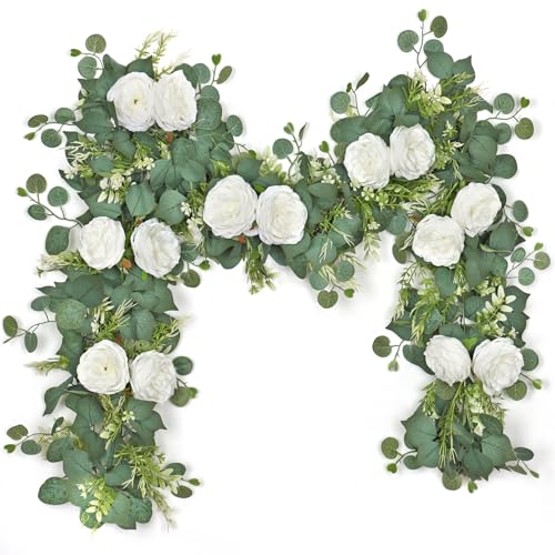 MEIVINES 2 Stück Blumengirlande Künstlich Eukalyptus Girlande 190cm Weiß Kunstblumen Girlande Deko Hängend Pfingstrosen Girlandes für Hochzeit Party Wand Tischdeko Garten Weihnachtsdekor Frühlingsdeko MEIVINES 2 Stück Blumengirlande Künstlich Eukalyptus Girlande 190cm Weiß Kunstblumen Girlande Deko Hängend Pfingstrosen Girlandes für Hochzeit Party Wand Tischdeko Garten Weihnachtsdekor Frühlingsdeko von MEIVINES