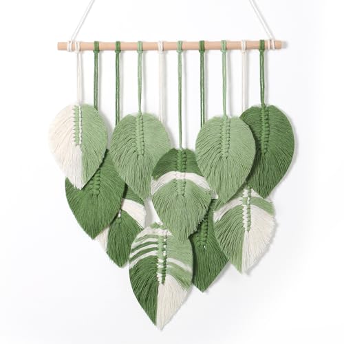 MEIVINES Makramee Wandbehang Wandteppich Boho Deko Makramee Wandteppich Mit Grün Blätter Tapisserie Handgewebt Wandbehang Dekorative Wandteppich Für Schlafzimmer Wohnzimmer Wanddeko MEIVINES Makramee Wandbehang Wandteppich Boho Deko Makramee Wandteppich Mit Grün Blätter Tapisserie Handgewebt Wandbehang Dekorative Wandteppich Für Schlafzimmer Wohnzimmer Wanddeko von MEIVINES