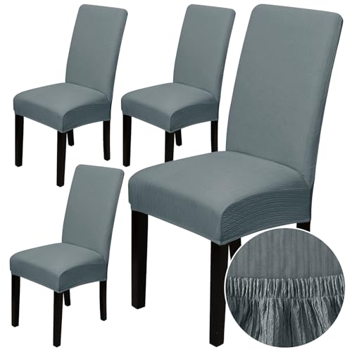 MEIVINES Stuhlhussen 4er Set Universal Stretch Stuhlüberzieher Stuhlhussen Schwingstühle Hussen für Esszimmer Abnehmbarer Waschbarer für Esszimmer Küche Restaurant Hotel Bankett (Grau) von MEIVINES
