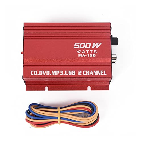 12V Kabel Verstärker 2 Kanäle Hi-Fi Stereo Verstärker Amp Subwoofer USB Anschluss Aluminiumlegierung Rot 20Hz~20KHz von MEIVIYA