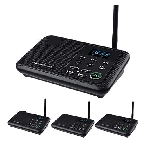 Drahtloses Intercom-System mit 1 Meile großer Reichweite for die Raum-zu-Raum-Kommunikation zu Hause, in Geschäftsbüros(4 Unit Black) von MEIVIYA