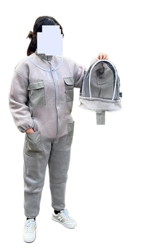 Imkereibedarf 3D Air Cotton Mesh Integrierter Anti-Bienen-Anzug, Imkerweste, Anti-Stich- und atmungsaktives Komplettset(White,Medium) von MEIVIYA
