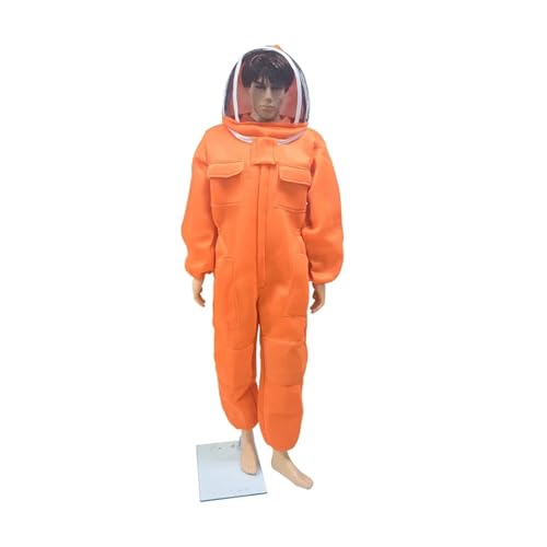 Imkereibedarf 3D Atmungsaktive Luft Baumwolle Stoff Design Bienenzucht Schutz Kleidung Kleidung Anti-bienen Kleidung Imker Kostüm(Fencing Hat Orange,2XL) von MEIVIYA