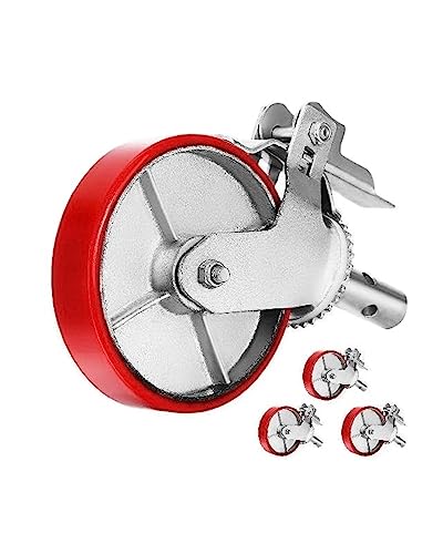 Set mit 4 nicht abfärbenden Polyurethan-Lenkrollen for Gerüste, 1100 lb-Kappe auf Eisen mit Totalfeststeller-Bremsrollenlager von MEIVIYA