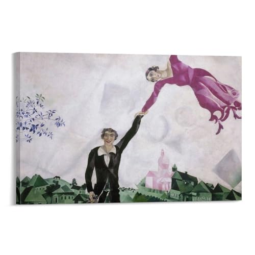 MEIYAN Walking Marc Chagall Maler Poster Gemälde Leinwand Wandkunst Wohnzimmer Poster Malerei 40 x 60 cm von MEIYAN