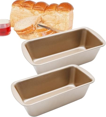 2 Stk Edelstahl Brotbackform, 19x9x5cm Klein Kastenform Kuchen Backform Rechteckig Kastenform Brot Brotbackformen mit Antihaftbeschichtung Brotformen zum Backen für Backofen Heißluftfritteusen (Gold) von MEIYAXINWIN