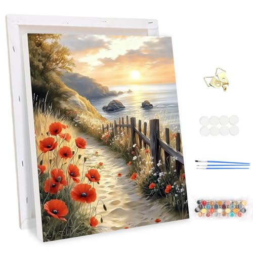 MEIYUDA Malen Nach Zahlen Erwachsene mit Rahmen Landschaft, DIY Blumen Set Handgemalt Ölgemälde Kit für Anfänger Mit 3 Pinseln und Acrylfarbe, Geschenke und Home Haus Deko 30x40cm MEIYUDA Malen Nach Zahlen Erwachsene mit Rahmen Landschaft, DIY Blumen Set Handgemalt Ölgemälde Kit für Anfänger Mit 3 Pinseln und Acrylfarbe, Geschenke und Home Haus Deko 30x40cm von MEIYUDA