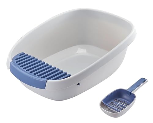 Katzenklo Für Katzen Großes Katzenklo Mit Hoher Rückenlehne Und Offener Oberseite Und Schaufel, Leicht Zu Reinigende Katzentoilette Für Den Außenbereich Haustierbedarf Katze(Grey,44x61x22 cm) von MEIZHITU
