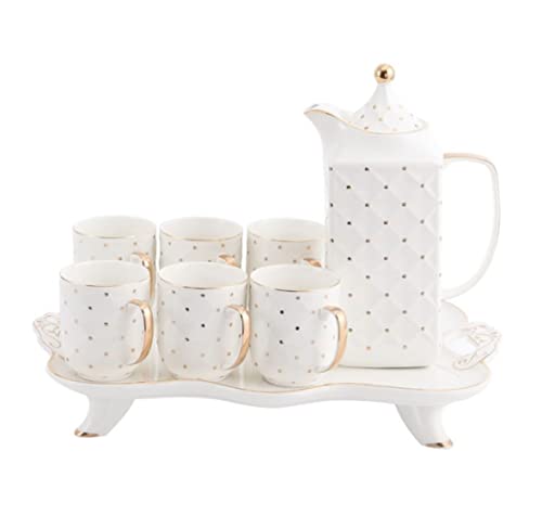 MEIZHITU Geschirrsets Teesets Keramik Teesets Kaffeetassen-Set Einfaches 8-teiliges europäisches Porzellan-Teeservice Kaffee Tee Geschenk-Set Tassen Teekanne von MEIZHITU