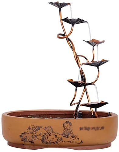 MEIZHITU Zimmerbrunnen Klein Desktop-Brunnen, Kleiner Wasserbrunnen Aus Reinem Kupfer, Home Office Schreibtisch-Entspannungsdekoration Zimmerspringbrunnen Deko Modern(I) von MEIZHITU