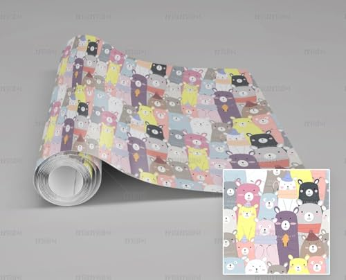 MEIZONGHUOJI Selbstklebend Tapete Bären Cartoon Tapete 45 * 300Cm Selbstklebende Folie Abnehmbar Vinyl Klebefolie Wasserdicht Dekorfolie Für Wohnzimmer Schlafzimmer Küche Wand Möbel von MEIZONGHUOJI