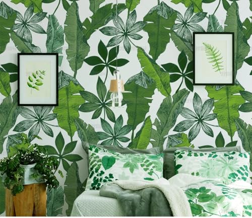 MEIZONGHUOJI Selbstklebend Tapete Bananenblatt Pflanze Grün Tapete 45 * 300Cm Selbstklebende Folie Abnehmbar Vinyl Klebefolie Wasserdicht Dekorfolie Für Wohnzimmer Schlafzimmer Küche Wand Möbel von MEIZONGHUOJI