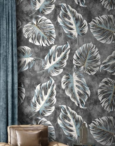 MEIZONGHUOJI Selbstklebend Tapete Blätter schwarz weiß grau 45 * 600CM Selbstklebende Folie Abnehmbar Vinyl Klebefolie Wasserdicht Dekorfolie für Wohnzimmer Schlafzimmer Küche Wand Möbel MEIZONGHUOJI Selbstklebend Tapete Blätter schwarz weiß grau 45 * 600CM Selbstklebende Folie Abnehmbar Vinyl Klebefolie Wasserdicht Dekorfolie für Wohnzimmer Schlafzimmer Küche Wand Möbel von MEIZONGHUOJI