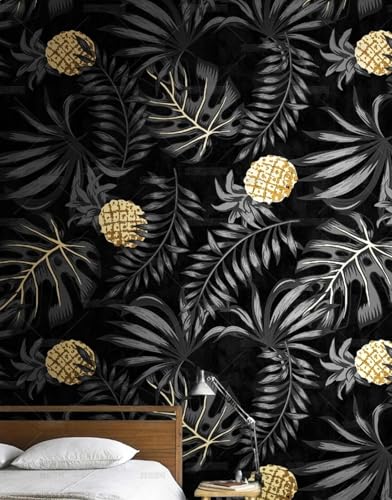 MEIZONGHUOJI Selbstklebend Tapete Blatt Ananas schwarz 45 * 600CM Selbstklebende Folie Abnehmbar Vinyl Klebefolie Wasserdicht Dekorfolie für Wohnzimmer Schlafzimmer Küche Wand Möbel MEIZONGHUOJI Selbstklebend Tapete Blatt Ananas schwarz 45 * 600CM Selbstklebende Folie Abnehmbar Vinyl Klebefolie Wasserdicht Dekorfolie für Wohnzimmer Schlafzimmer Küche Wand Möbel von MEIZONGHUOJI