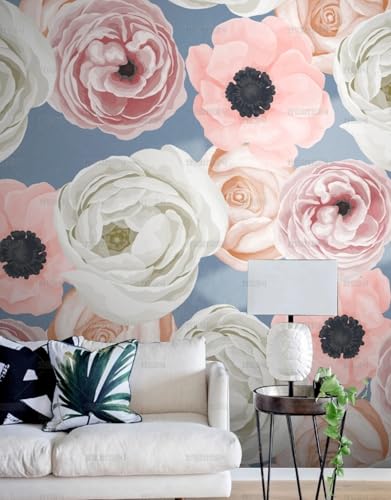 MEIZONGHUOJI Selbstklebend Tapete Blüten rot weiß 45 * 600CM Selbstklebende Folie Abnehmbar Vinyl Klebefolie Wasserdicht Dekorfolie für Wohnzimmer Schlafzimmer Küche Wand Möbel von MEIZONGHUOJI
