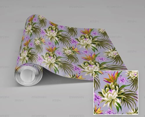 MEIZONGHUOJI Selbstklebend Tapete Blume Pflanze Lila Tapete 45 * 300Cm Selbstklebende Folie Abnehmbar Vinyl Klebefolie Wasserdicht Dekorfolie Für Wohnzimmer Schlafzimmer Küche Wand Möbel von MEIZONGHUOJI