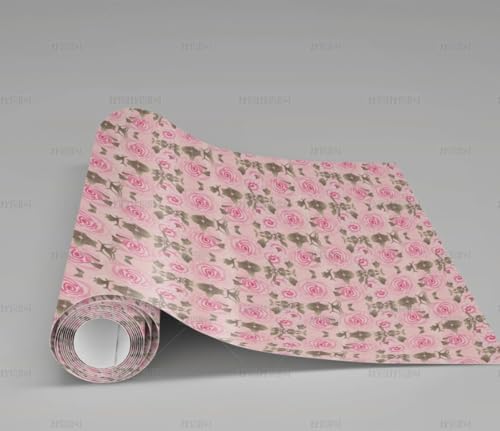 MEIZONGHUOJI Selbstklebend Tapete Blume Pflanze Rosa Tapete 45 * 300Cm Selbstklebende Folie Abnehmbar Vinyl Klebefolie Wasserdicht Dekorfolie Für Wohnzimmer Schlafzimmer Küche Wand Möbel von MEIZONGHUOJI