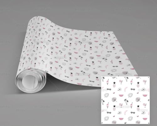 MEIZONGHUOJI Selbstklebend Tapete Blumen, Frucht, Eiscreme Cartoon 45 * 600CM Selbstklebende Folie Abnehmbar Vinyl Klebefolie Wasserdicht Dekorfolie für Wohnzimmer Schlafzimmer Küche Wand Möbel von MEIZONGHUOJI