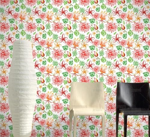 MEIZONGHUOJI Selbstklebend Tapete Blumen Aquarell Tapete 45 * 300Cm Selbstklebende Folie Abnehmbar Vinyl Klebefolie Wasserdicht Dekorfolie Für Wohnzimmer Schlafzimmer Küche Wand Möbel von MEIZONGHUOJI
