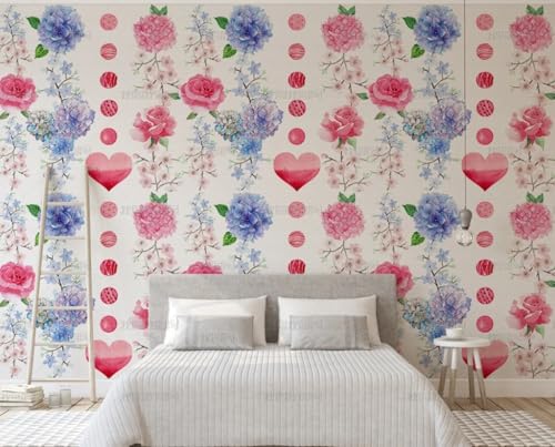 MEIZONGHUOJI Selbstklebend Tapete Blumen Aquarell lila rosa 45 * 600CM Selbstklebende Folie Abnehmbar Vinyl Klebefolie Wasserdicht Dekorfolie für Wohnzimmer Schlafzimmer Küche Wand Möbel von MEIZONGHUOJI