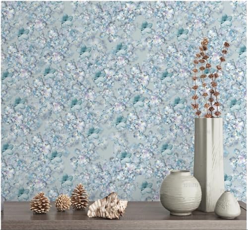 MEIZONGHUOJI Selbstklebend Tapete Blumen Blau Tapete 45 * 300Cm Selbstklebende Folie Abnehmbar Vinyl Klebefolie Wasserdicht Dekorfolie Für Wohnzimmer Schlafzimmer Küche Wand Möbel von MEIZONGHUOJI