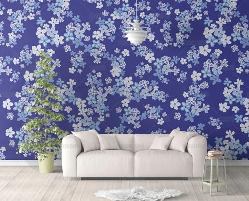 MEIZONGHUOJI Selbstklebend Tapete Blumen Blau Tapete 45 * 300Cm Selbstklebende Folie Abnehmbar Vinyl Klebefolie Wasserdicht Dekorfolie Für Wohnzimmer Schlafzimmer Küche Wand Möbel von MEIZONGHUOJI