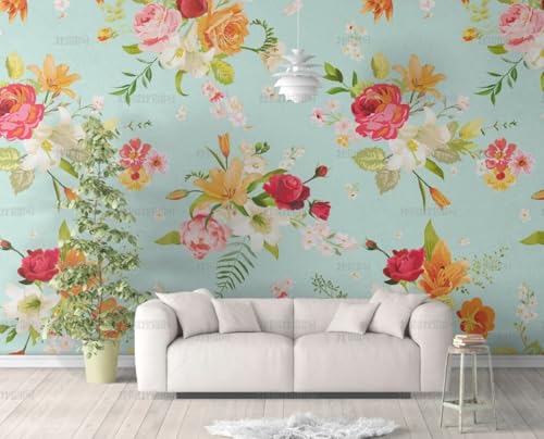 MEIZONGHUOJI Selbstklebend Tapete Blumen Blau Tapete 45 * 300Cm Selbstklebende Folie Abnehmbar Vinyl Klebefolie Wasserdicht Dekorfolie Für Wohnzimmer Schlafzimmer Küche Wand Möbel von MEIZONGHUOJI