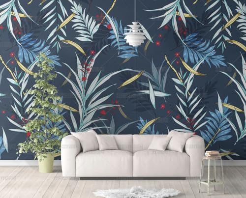 MEIZONGHUOJI Selbstklebend Tapete Blumen Pflanzen Dunkelblau Tapete 45 * 300Cm Selbstklebende Folie Abnehmbar Vinyl Klebefolie Wasserdicht Dekorfolie Für Wohnzimmer Schlafzimmer Küche Wand Möbel von MEIZONGHUOJI