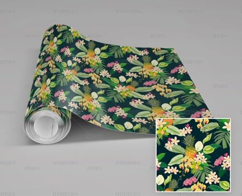 MEIZONGHUOJI Selbstklebend Tapete Blumen Pflanzen Schwarz Tapete 45 * 300Cm Selbstklebende Folie Abnehmbar Vinyl Klebefolie Wasserdicht Dekorfolie Für Wohnzimmer Schlafzimmer Küche Wand Möbel von MEIZONGHUOJI