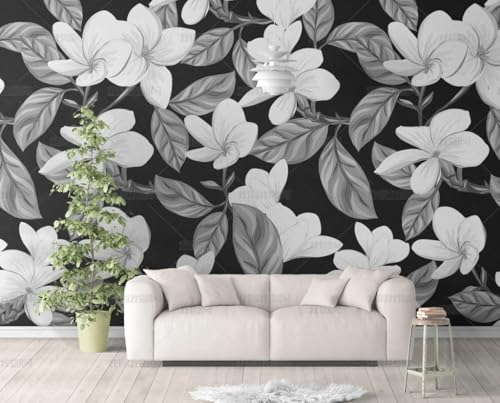 MEIZONGHUOJI Selbstklebend Tapete Blumen Schwarz Weiß Tapete 45 * 300Cm Selbstklebende Folie Abnehmbar Vinyl Klebefolie Wasserdicht Dekorfolie Für Wohnzimmer Schlafzimmer Küche Wand Möbel von MEIZONGHUOJI