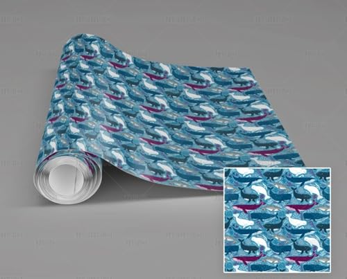 MEIZONGHUOJI Selbstklebend Tapete Delphin Cartoon blau 45 * 600CM Selbstklebende Folie Abnehmbar Vinyl Klebefolie Wasserdicht Dekorfolie für Wohnzimmer Schlafzimmer Küche Wand Möbel von MEIZONGHUOJI