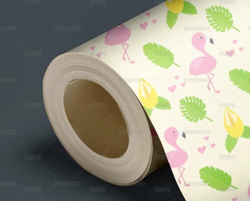 MEIZONGHUOJI Selbstklebend Tapete Flamingo Blätter Blumen 45 * 600CM Selbstklebende Folie Abnehmbar Vinyl Klebefolie Wasserdicht Dekorfolie für Wohnzimmer Schlafzimmer Küche Wand Möbel von MEIZONGHUOJI
