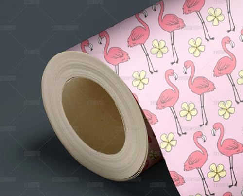 MEIZONGHUOJI Selbstklebend Tapete Flamingo Blumen rosa 45 * 600CM Selbstklebende Folie Abnehmbar Vinyl Klebefolie Wasserdicht Dekorfolie für Wohnzimmer Schlafzimmer Küche Wand Möbel von MEIZONGHUOJI