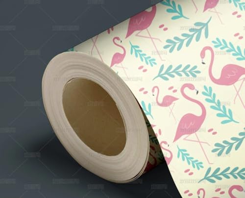 MEIZONGHUOJI Selbstklebend Tapete Flamingo pflanze Hellgelb 45 * 600CM Selbstklebende Folie Abnehmbar Vinyl Klebefolie Wasserdicht Dekorfolie für Wohnzimmer Schlafzimmer Küche Wand Möbel von MEIZONGHUOJI