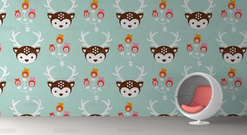 MEIZONGHUOJI Selbstklebend Tapete Giraffe Blumen Blau 45 * 600CM Selbstklebende Folie Abnehmbar Vinyl Klebefolie Wasserdicht Dekorfolie für Wohnzimmer Schlafzimmer Küche Wand Möbel von MEIZONGHUOJI