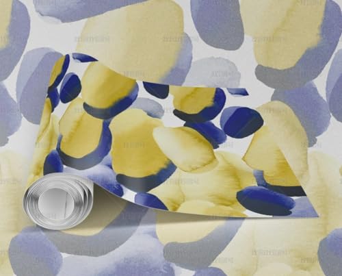 MEIZONGHUOJI Selbstklebend Tapete Graffiti blau gelb 45 * 600CM Selbstklebende Folie Abnehmbar Vinyl Klebefolie Wasserdicht Dekorfolie für Wohnzimmer Schlafzimmer Küche Wand Möbel von MEIZONGHUOJI