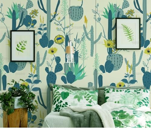 MEIZONGHUOJI Selbstklebend Tapete Kakteen Blumen Tapete 45 * 300Cm Selbstklebende Folie Abnehmbar Vinyl Klebefolie Wasserdicht Dekorfolie Für Wohnzimmer Schlafzimmer Küche Wand Möbel von MEIZONGHUOJI