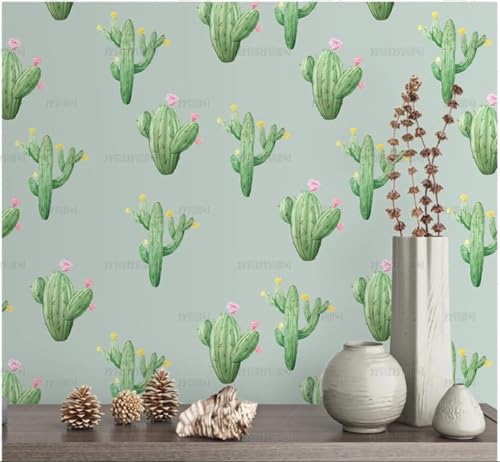MEIZONGHUOJI Selbstklebend Tapete Kaktus Cartoon Blau Tapete 45 * 300Cm Selbstklebende Folie Abnehmbar Vinyl Klebefolie Wasserdicht Dekorfolie Für Wohnzimmer Schlafzimmer Küche Wand Möbel von MEIZONGHUOJI