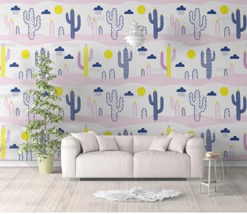 MEIZONGHUOJI Selbstklebend Tapete Kaktus Cartoon Tapete 45 * 300Cm Selbstklebende Folie Abnehmbar Vinyl Klebefolie Wasserdicht Dekorfolie Für Wohnzimmer Schlafzimmer Küche Wand Möbel von MEIZONGHUOJI