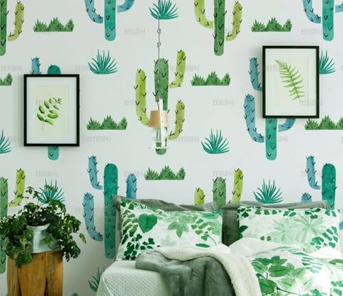 MEIZONGHUOJI Selbstklebend Tapete Kaktus Cartoon Tapete 45 * 300Cm Selbstklebende Folie Abnehmbar Vinyl Klebefolie Wasserdicht Dekorfolie Für Wohnzimmer Schlafzimmer Küche Wand Möbel von MEIZONGHUOJI