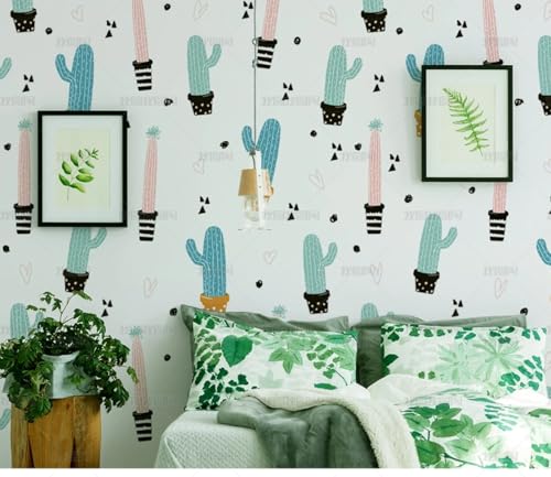 MEIZONGHUOJI Selbstklebend Tapete Kaktus Cartoon Tapete 45 * 300Cm Selbstklebende Folie Abnehmbar Vinyl Klebefolie Wasserdicht Dekorfolie Für Wohnzimmer Schlafzimmer Küche Wand Möbel von MEIZONGHUOJI