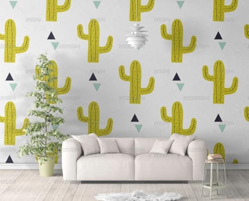 MEIZONGHUOJI Selbstklebend Tapete Kaktus Cartoon gelb 45 * 600CM Selbstklebende Folie Abnehmbar Vinyl Klebefolie Wasserdicht Dekorfolie für Wohnzimmer Schlafzimmer Küche Wand Möbel von MEIZONGHUOJI