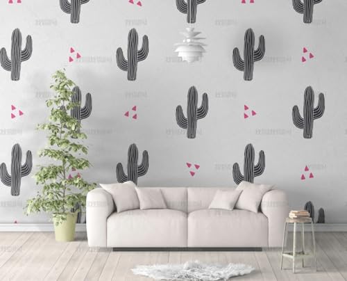 MEIZONGHUOJI Selbstklebend Tapete Kaktus Cartoon grau 45 * 600CM Selbstklebende Folie Abnehmbar Vinyl Klebefolie Wasserdicht Dekorfolie für Wohnzimmer Schlafzimmer Küche Wand Möbel von MEIZONGHUOJI
