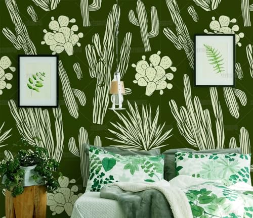 MEIZONGHUOJI Selbstklebend Tapete Kaktus Dunkelgrün Tapete 45 * 300Cm Selbstklebende Folie Abnehmbar Vinyl Klebefolie Wasserdicht Dekorfolie Für Wohnzimmer Schlafzimmer Küche Wand Möbel von MEIZONGHUOJI