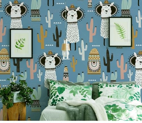 MEIZONGHUOJI Selbstklebend Tapete Kaktus Kaninchen Tier Cartoon Tapete 45 * 300Cm Selbstklebende Folie Abnehmbar Vinyl Klebefolie Wasserdicht Dekorfolie Für Wohnzimmer Schlafzimmer Küche Wand Möbel von MEIZONGHUOJI