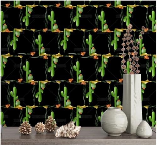 MEIZONGHUOJI Selbstklebend Tapete Kaktus Schwarz Tapete 45 * 300Cm Selbstklebende Folie Abnehmbar Vinyl Klebefolie Wasserdicht Dekorfolie Für Wohnzimmer Schlafzimmer Küche Wand Möbel von MEIZONGHUOJI