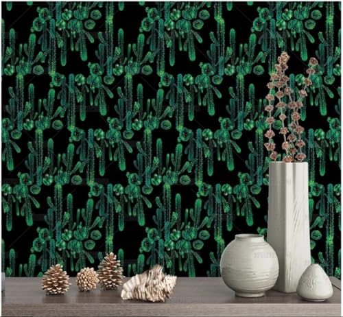 MEIZONGHUOJI Selbstklebend Tapete Kaktus Schwarz Tapete 45 * 300Cm Selbstklebende Folie Abnehmbar Vinyl Klebefolie Wasserdicht Dekorfolie Für Wohnzimmer Schlafzimmer Küche Wand Möbel von MEIZONGHUOJI