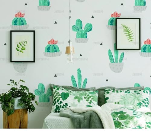 MEIZONGHUOJI Selbstklebend Tapete Kaktus Topfpflanzen Tapete 45 * 300Cm Selbstklebende Folie Abnehmbar Vinyl Klebefolie Wasserdicht Dekorfolie Für Wohnzimmer Schlafzimmer Küche Wand Möbel von MEIZONGHUOJI