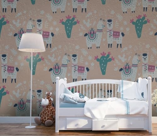 MEIZONGHUOJI Selbstklebend Tapete Kamel Kaktus Cartoon Tapete 45 * 300Cm Selbstklebende Folie Abnehmbar Vinyl Klebefolie Wasserdicht Dekorfolie Für Wohnzimmer Schlafzimmer Küche Wand Möbel von MEIZONGHUOJI